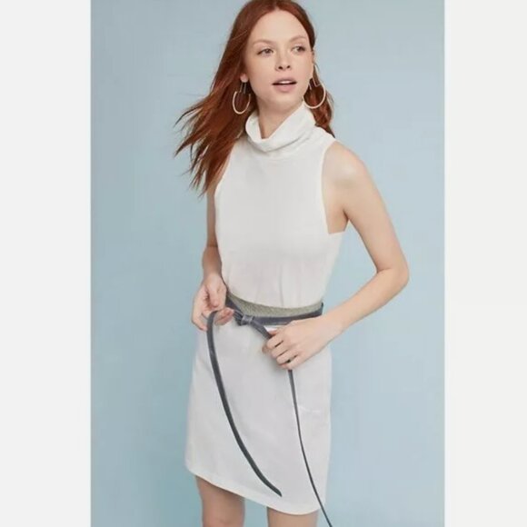 ANTHROPOLOGIE AKEMI & KIM Mock Neck White Tunic Shift Dress Size Small NWT - Picture 5 of 12